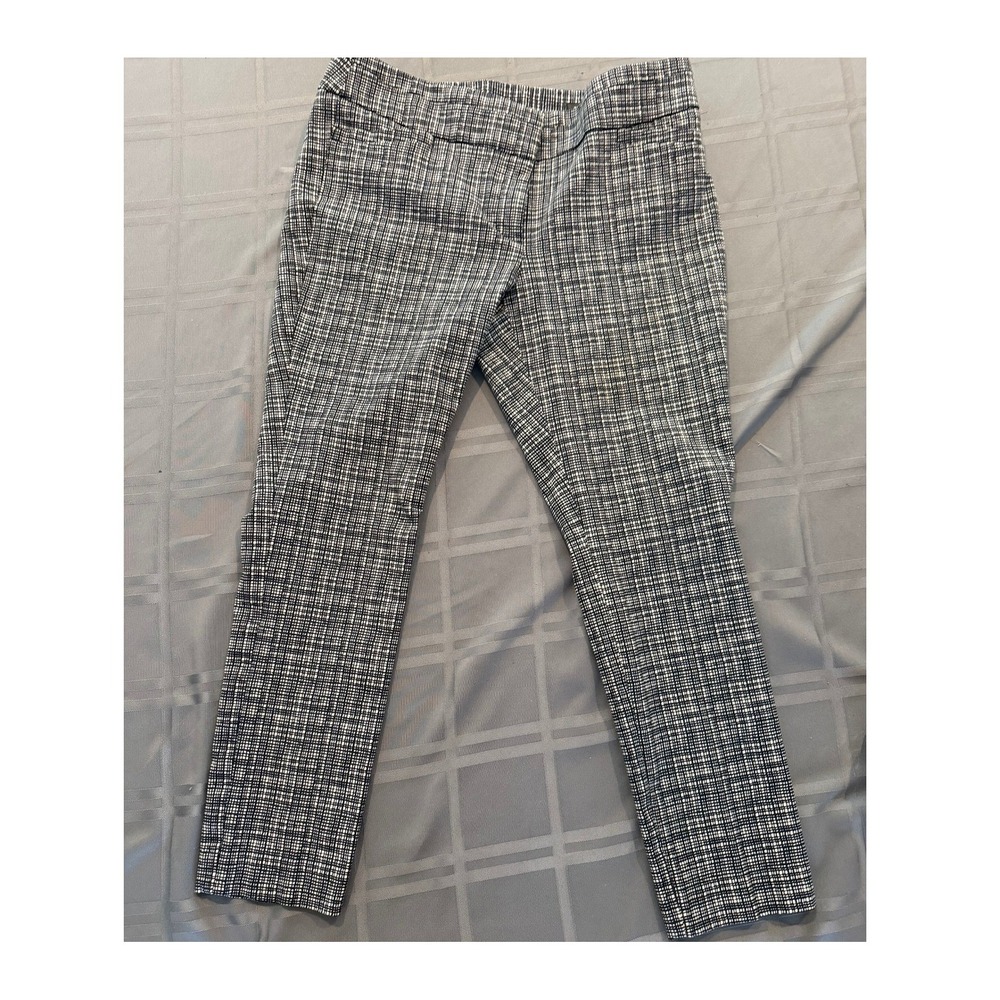 LOFT Petites Marisa Skinny Pants 10P Black White Grid Print
